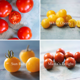 Frøpakke: 4 kirsebærtomater, økologiske tomatfrø